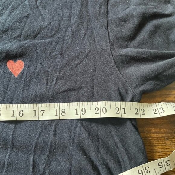 SUNDRY Navy Blue Heart oversized boxy Sweatshirt - Picture 9 of 11